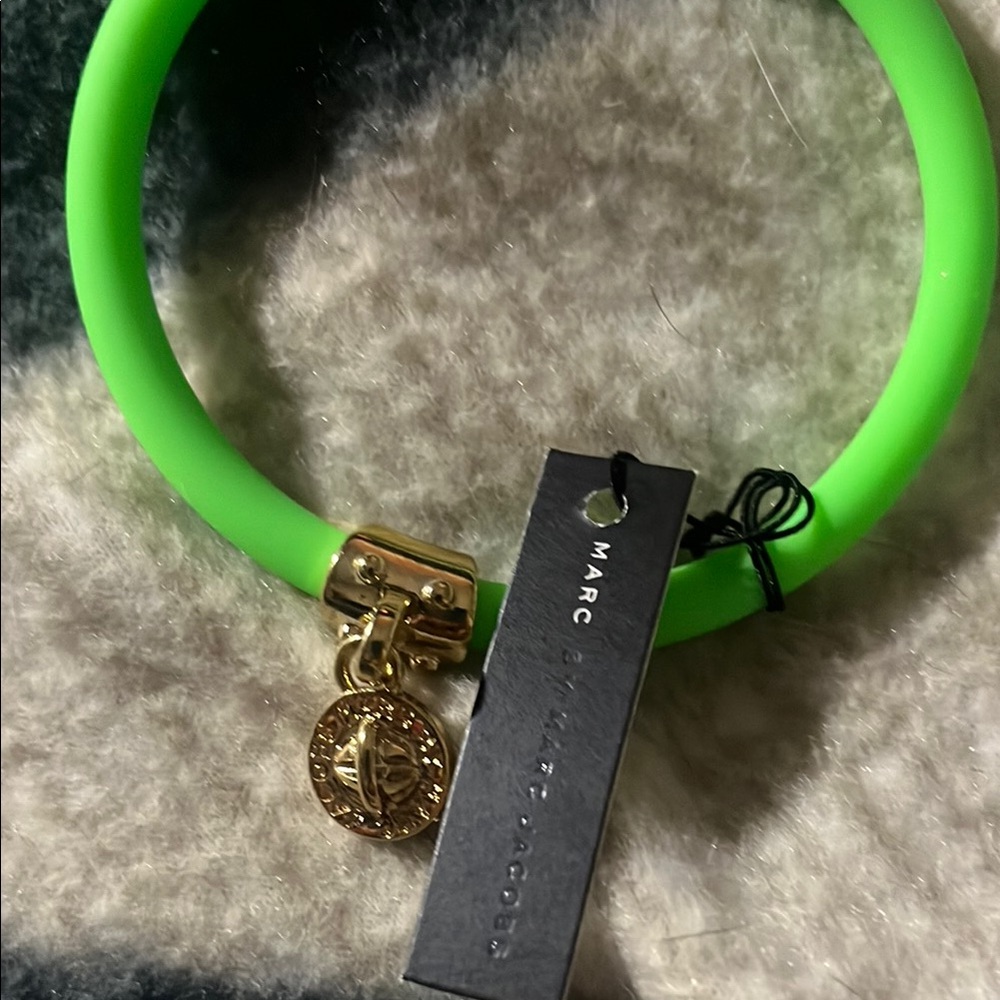 Marc Jacobs Bright Green Bracelet with Gold Charm